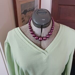 Vintage Purple Beaded Necklace, 1970s Fashion Jewelry, Gift Box